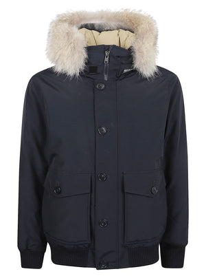 GIACCA BOMBER UOMO POLAR - WOOLRICH CFWOOU2238MRUT0001 MLB MELTON BLUE WOOLRICH