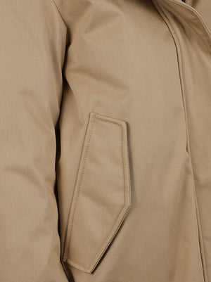 GIACCA DONNA BEST COTTON FAUX FUR SHORT PARKA - WOOLRICH<BR/> CFWWOU2237FRUT1974 8926 GOLD KHAKI WOOLRICH