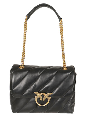 Borsa donna 100037 A0F2Z99Q NERO-ANTIQUE GOLD PINKO