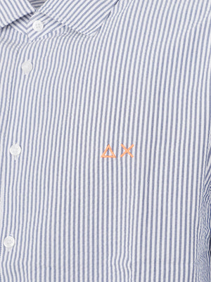 Camicia uomo S36123 0701 NAVY BLUE-BIANCO SUN68