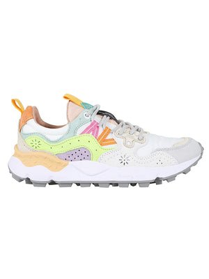 Scarpa donna in suede 2017817 WHITE-YELLOW FLUO FLOWER MOUNTAIN