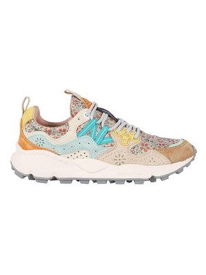 Scarpa donna in suede 2017817 CHESTNUT-LIGHT BLUE-ORANGE FLOWER MOUNTAIN
