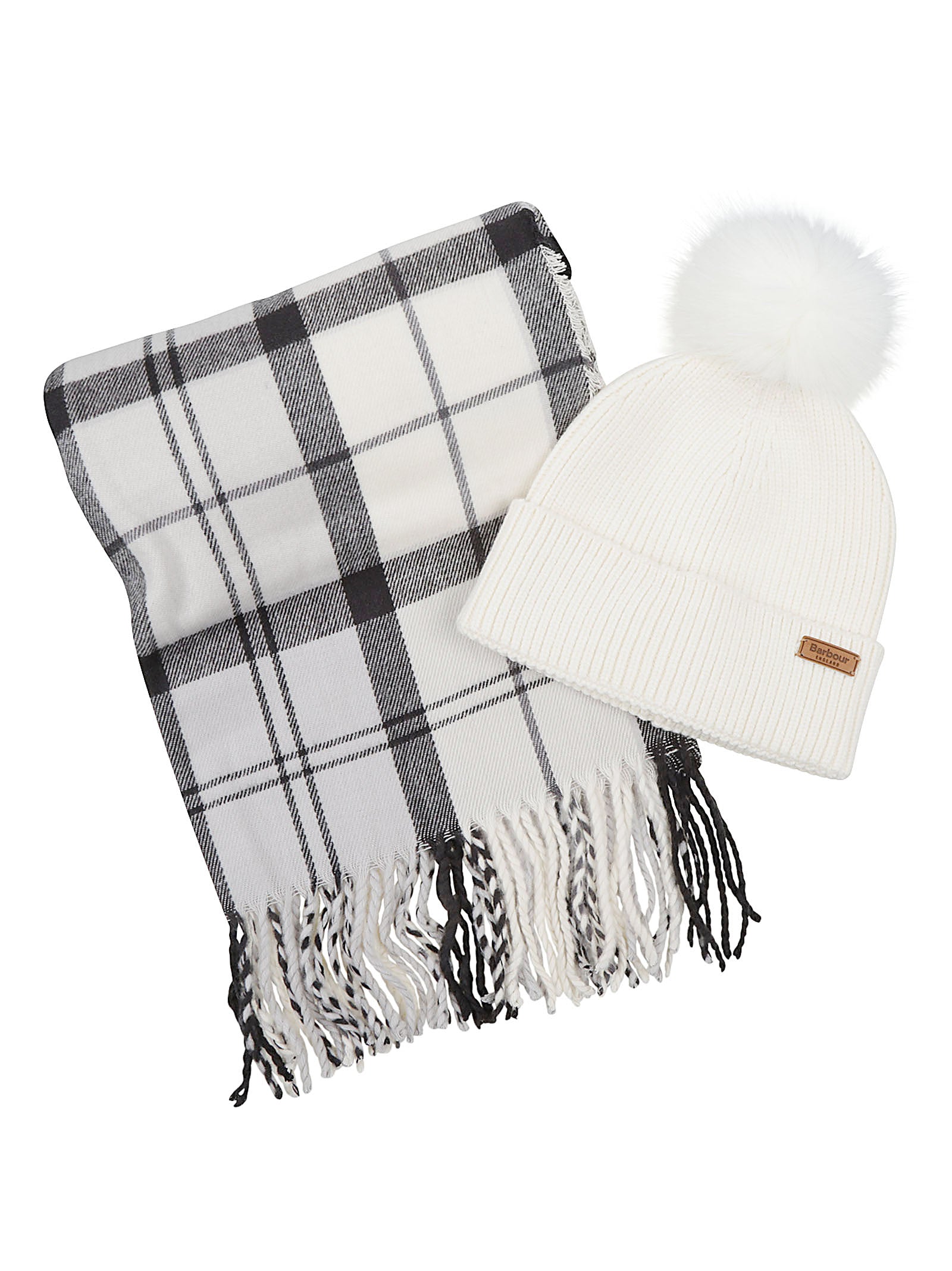 SET CAPPELLO E SCIARPA<BR/> LGS0054 GY31 MONOCHROME TARTAN BARBOUR 