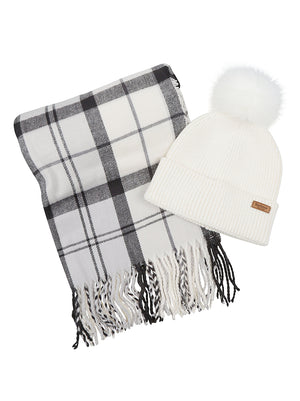SET CAPPELLO E SCIARPA<BR/> LGS0054 GY31 MONOCHROME TARTAN BARBOUR 