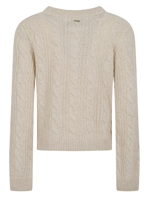 MAGLIONE GIROCOLLO DONNA A TRECCE<BR/> LKN1802 CR52 BIRCH BARBOUR 