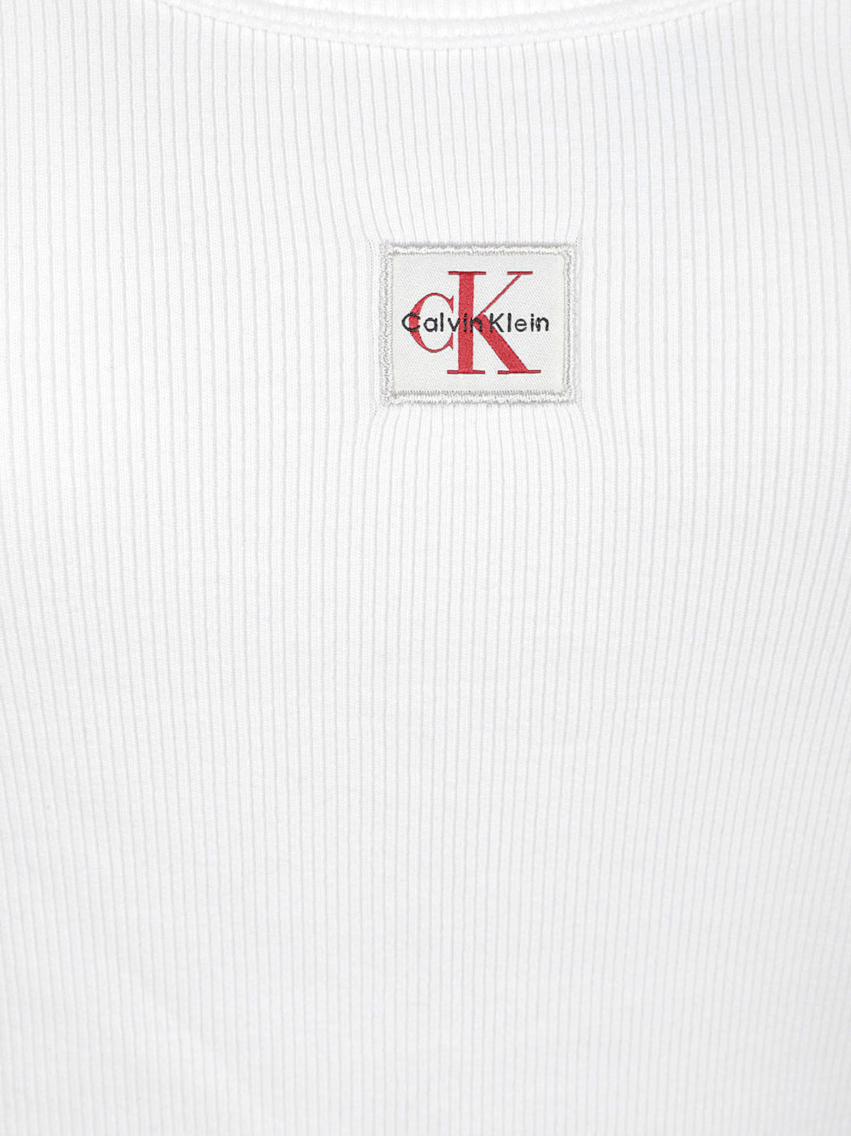 MAGLIA DONNA A MANICA LUNGA LS WOVEN LABEL 2X2 BABY RIB - CALVIN KLEIN JEANS LV047D218G YAF BRIGHT WHITE CALVIN KLEIN 
