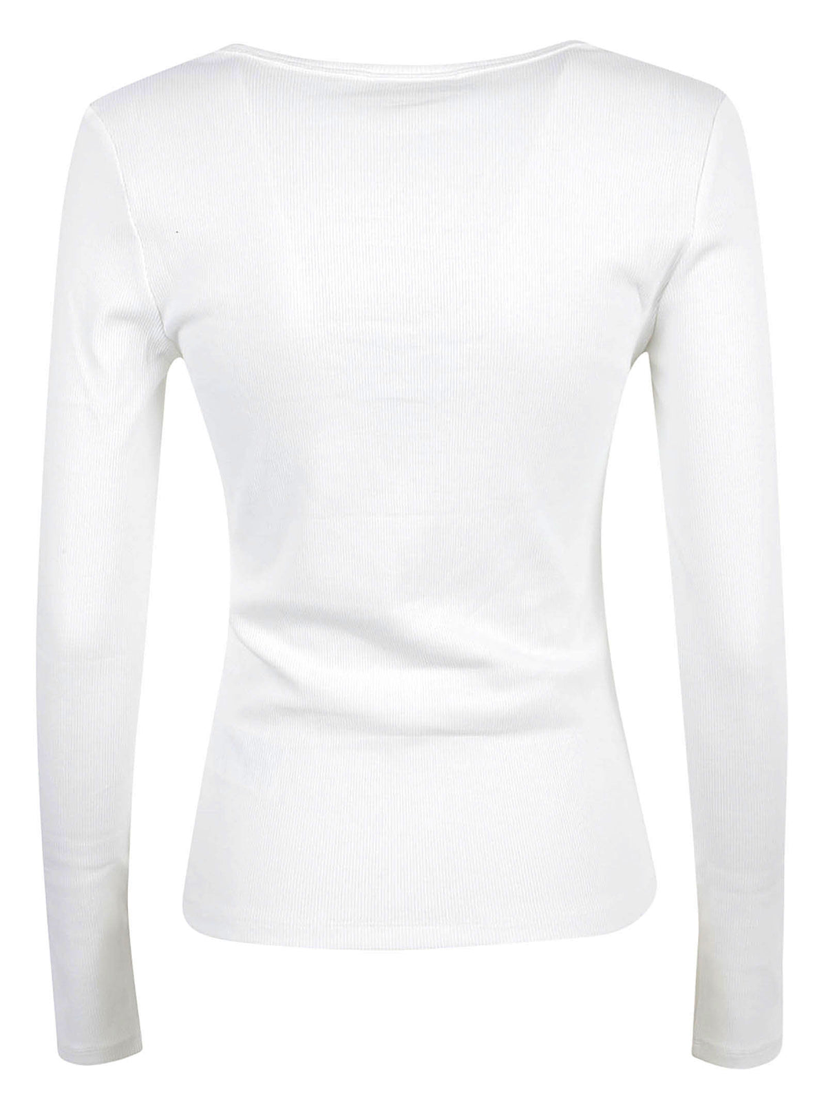 MAGLIA DONNA A MANICA LUNGA LS WOVEN LABEL 2X2 BABY RIB - CALVIN KLEIN JEANS LV047D218G YAF BRIGHT WHITE CALVIN KLEIN 