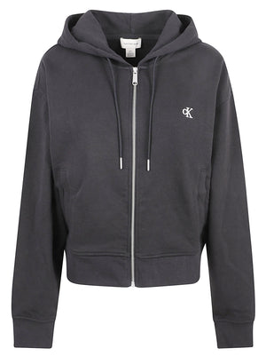 FELPA DONNA CON CAPPUCCIO LS MONOGRAM TERRY CROP RELAXED - CALVIN KLEIN JEANS LV047F208G UB1 Black CALVIN KLEIN 