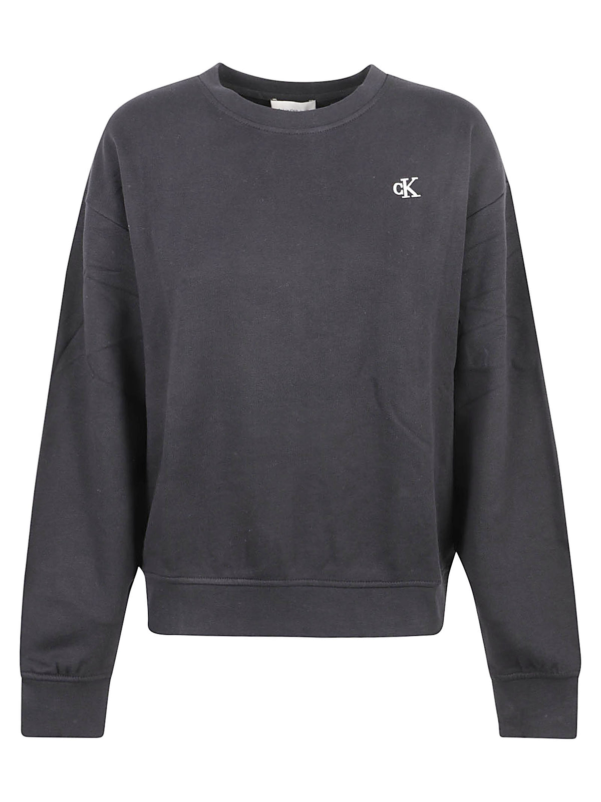 FELPA GIROCOLLO DONNA LS RLXD MONOGRAM FRENCH TERRY - CALVIN KLEIN JEANS <BR/> LV047F223G UB1 Black CALVIN KLEIN 