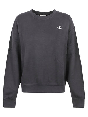 FELPA GIROCOLLO DONNA LS RLXD MONOGRAM FRENCH TERRY - CALVIN KLEIN JEANS <BR/> LV047F223G UB1 Black CALVIN KLEIN 