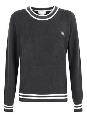 MAGLIONE GIROCOLLO DONNA WOVEN LABEL CREWNECK SWEATER - CALVIN KLEIN JEANS <BR/> LV047H303G UB1 Black CALVIN KLEIN 