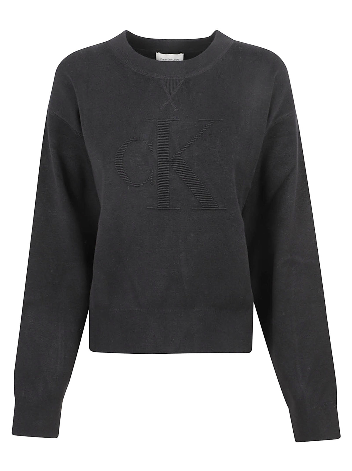 MAGLIONE GIROCOLLO DONNA LOGO OTTOMAN LS PULLOVER - CALVIN KLEIN JEANS LV047H315G UB1 Black CALVIN KLEIN 