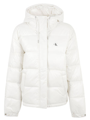 GIACCA DONNA CON CAPPUCCIO SHINE MW CLASSIC PUFFER - CALVIN KLEIN JEANS LV047H512G 67U Chalk CALVIN KLEIN 