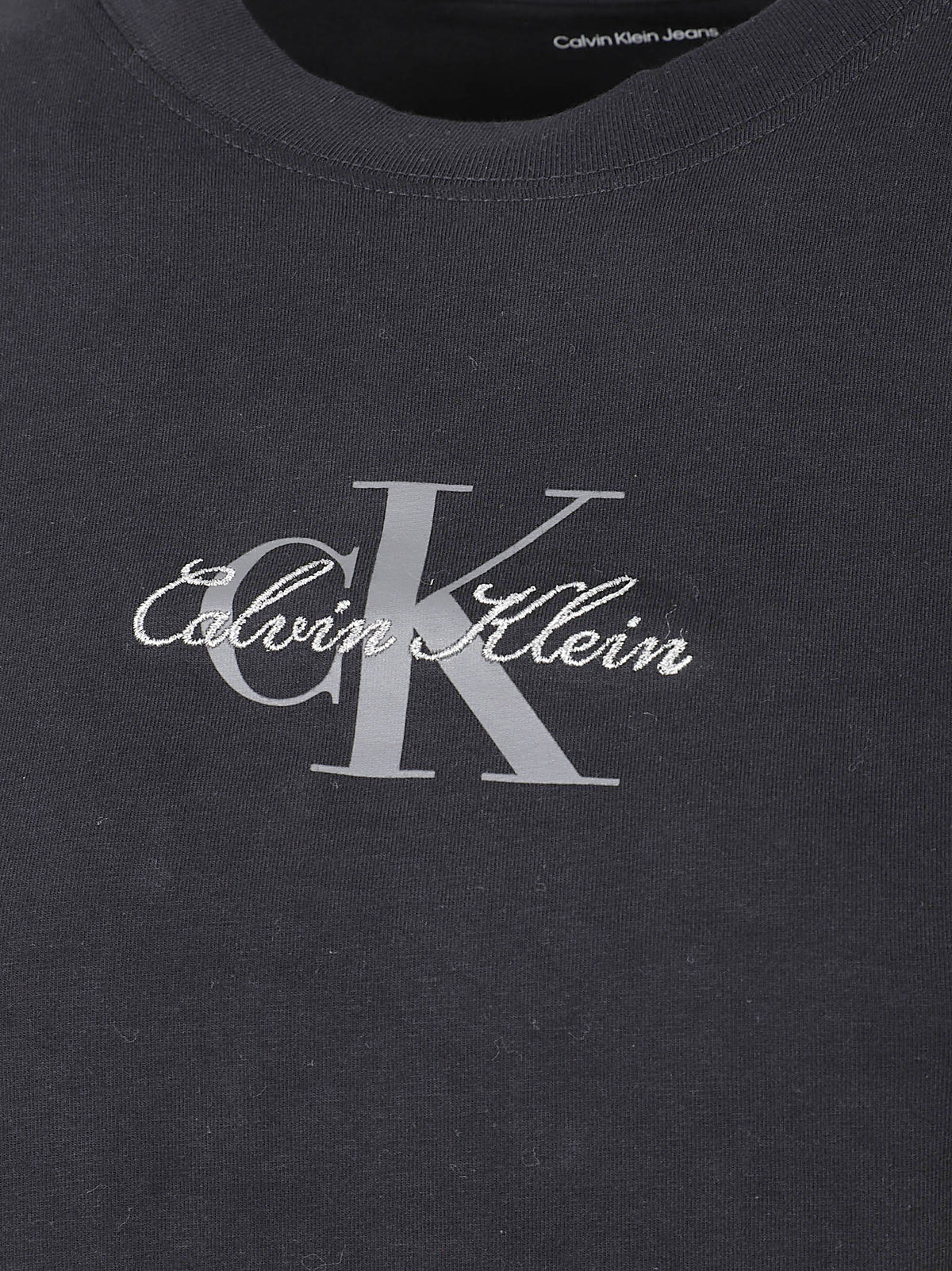 MAGLIA DONNA A MANICA CORTA  SS SLIM FIT BABY MONOLOGO SCRIPT - CALVIN KLEIN JEANS<BR/> LV047H843G UB1 Black CALVIN KLEIN 