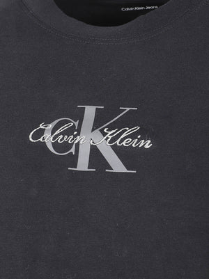 MAGLIA DONNA A MANICA CORTA  SS SLIM FIT BABY MONOLOGO SCRIPT - CALVIN KLEIN JEANS<BR/> LV047H843G UB1 Black CALVIN KLEIN 
