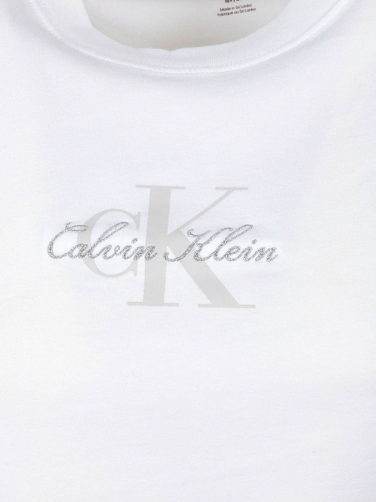 MAGLIA DONNA A MANICA CORTA SS SLIM FIT BABY MONOLOGO SCRIPT - CALBVIN KLEIN JEANS<BR/> LV047H843G YAF BRIGHT WHITE CALVIN KLEIN 