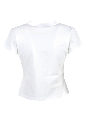 MAGLIA DONNA A MANICA CORTA SS SLIM FIT BABY MONOLOGO SCRIPT - CALBVIN KLEIN JEANS<BR/> LV047H843G YAF BRIGHT WHITE CALVIN KLEIN 