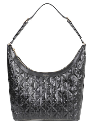 BORSA A SPALLA DONNA EMBLEM AOP DEBOSSED MEDIUM - CALVIN KLEIN LV04F3875G UB1 Sabbia CALVIN KLEIN 