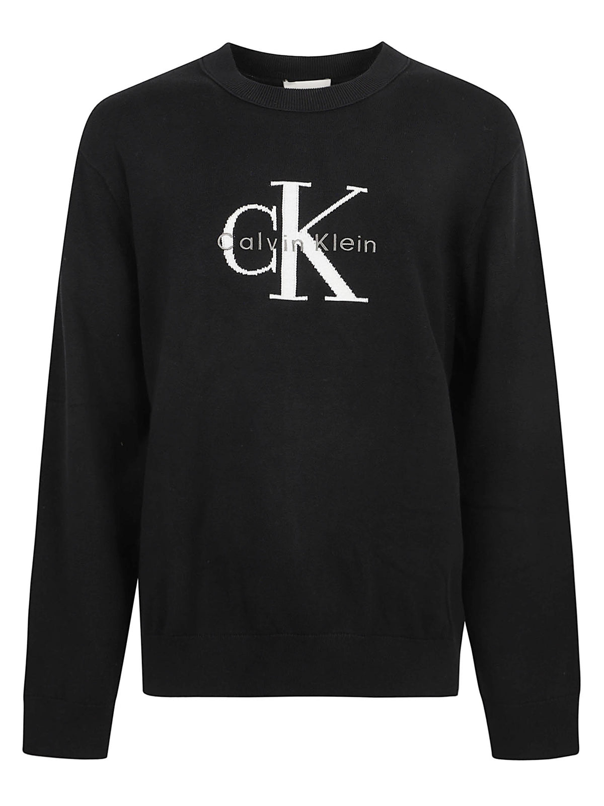 MAGLIONE UOMO GIROCOLLO CLASSIC COTTON LOGO - CALVIN KLEIN JEANS<BR/> LV04RH320G UB1 Black CALVIN KLEIN 