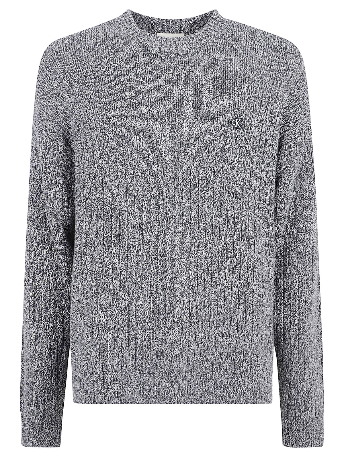 MAGLIONE UOMO GIROCOLLO VERTICAL RIB COTTON CREWNECK - CALVIN KLEIN JEANS<BR/> LV04RH328G CEF Dark Sapphire CALVIN KLEIN 