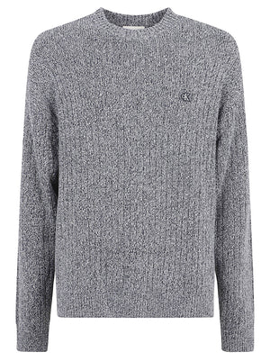 MAGLIONE UOMO GIROCOLLO VERTICAL RIB COTTON CREWNECK - CALVIN KLEIN JEANS<BR/> LV04RH328G CEF Dark Sapphire CALVIN KLEIN 