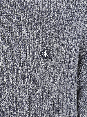MAGLIONE UOMO GIROCOLLO VERTICAL RIB COTTON CREWNECK - CALVIN KLEIN JEANS<BR/> LV04RH328G CEF Dark Sapphire CALVIN KLEIN 