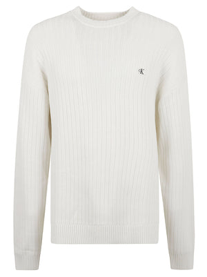 MAGLIONE UOMO GIROCOLLO VERTICAL RIB COTTON CREWNECK - CALVIN KLEIN JEANS LV04RH328G YAS Tofu CALVIN KLEIN 