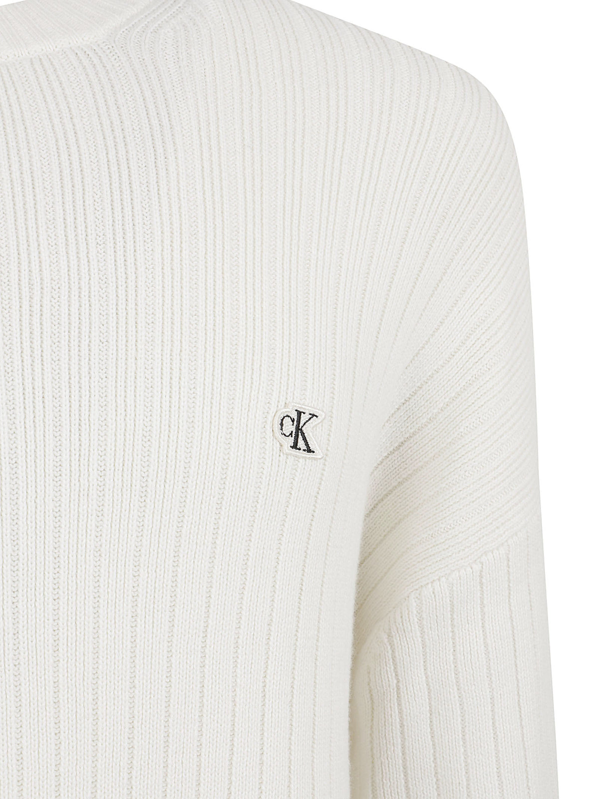 MAGLIONE UOMO GIROCOLLO VERTICAL RIB COTTON CREWNECK - CALVIN KLEIN JEANS LV04RH328G YAS Tofu CALVIN KLEIN 