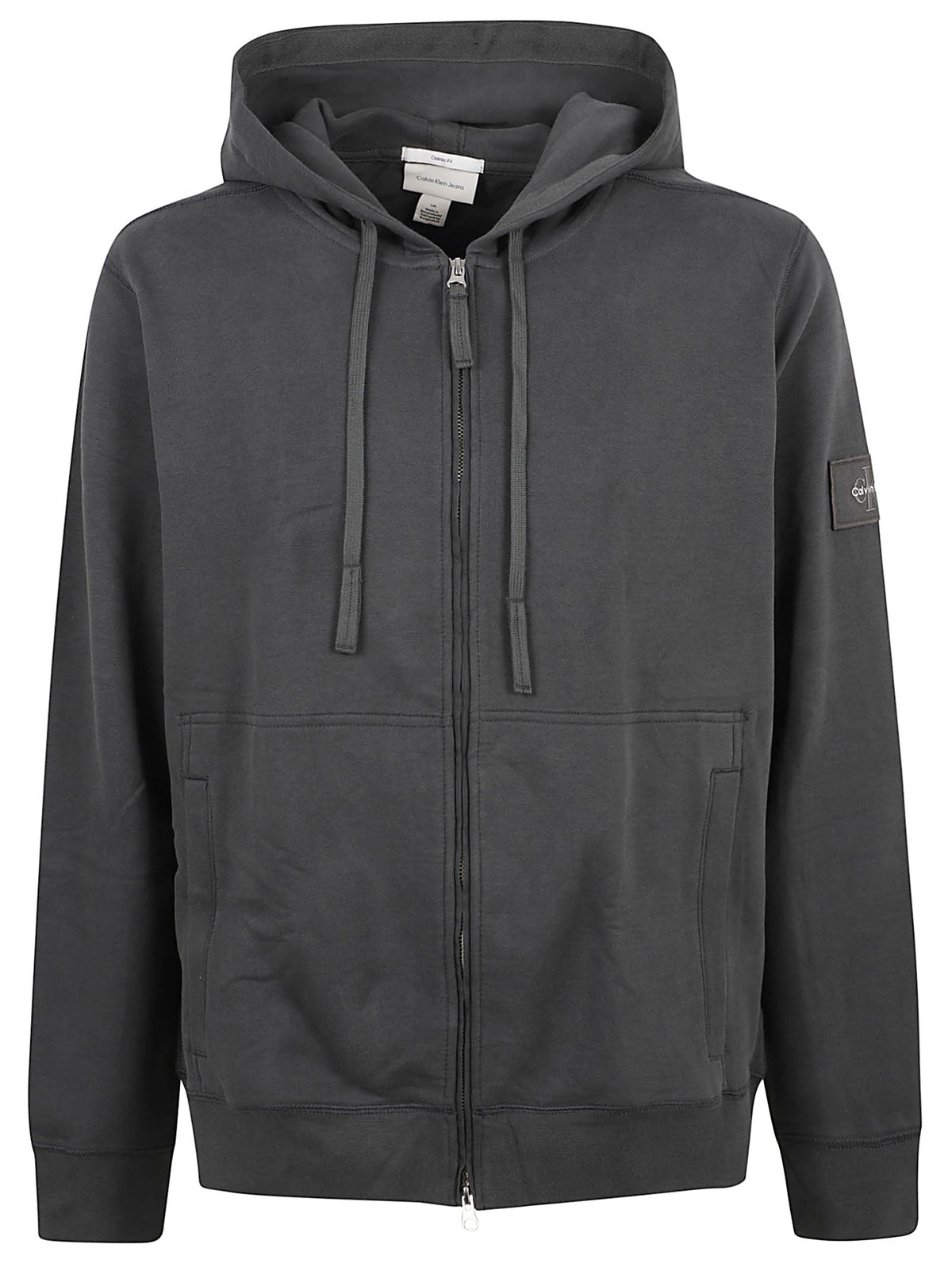 FELPA UOMO CON CAPPUCCIO 350TERRY BADGE  - CALVIN KLEIN JEANS <BR/> LV04RJ202G 8MN PIRATE BLACK CALVIN KLEIN 