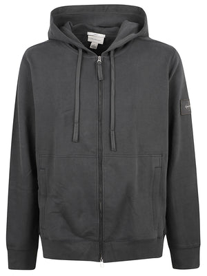 FELPA UOMO CON CAPPUCCIO 350TERRY BADGE  - CALVIN KLEIN JEANS <BR/> LV04RJ202G 8MN PIRATE BLACK CALVIN KLEIN 