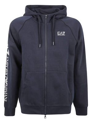 FELPA UOMO CON CAPPUCCIO FULL ZIP - EA7 <BR/> 7M001047 AF10377MB149 ARMANI BLUE EA7 
