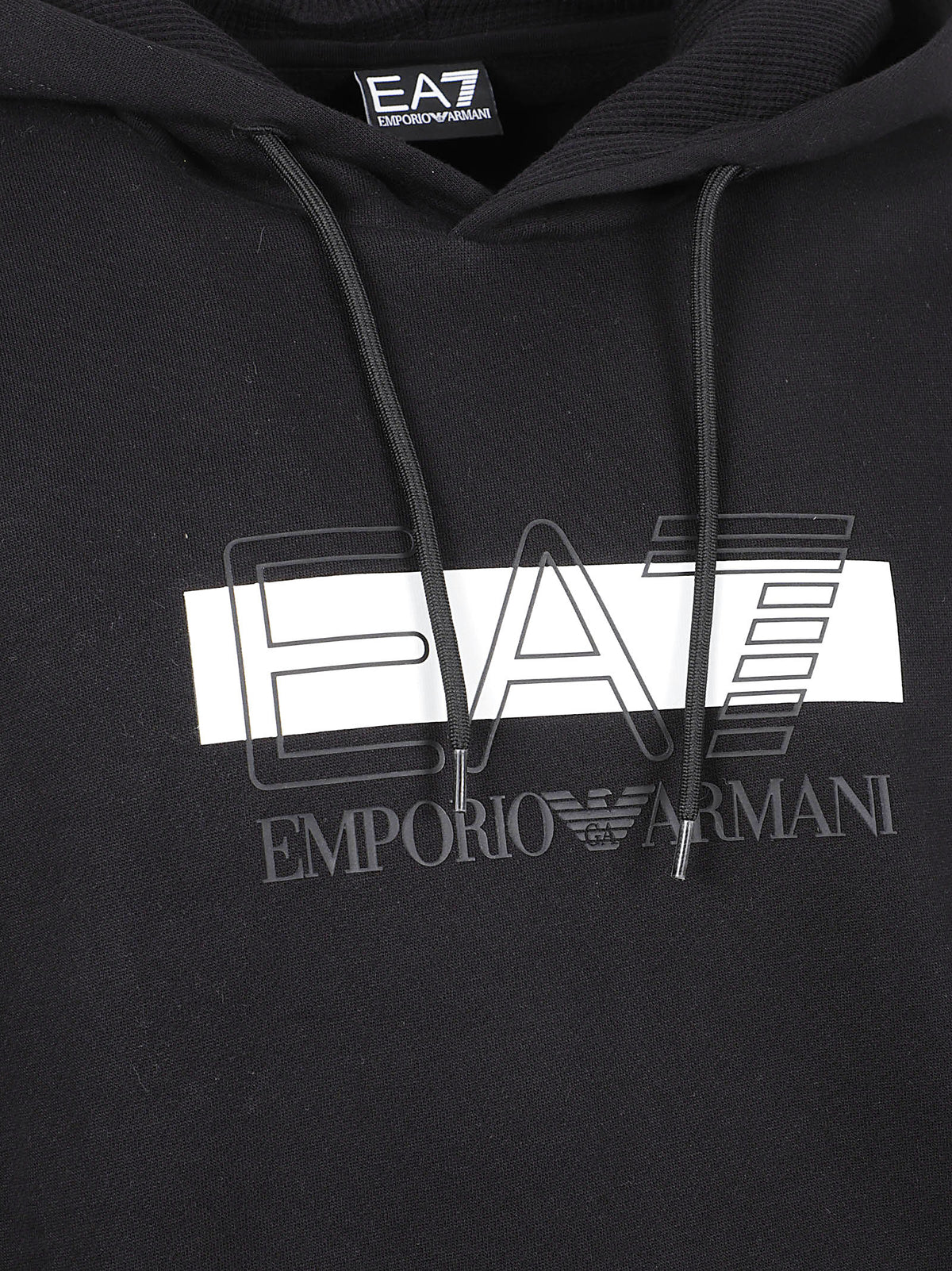 FELPA UOMO CON CAPPUCCIO - EA7<BR/> 7M002426 AF10377MC001 BLACK-WHITE EA7 