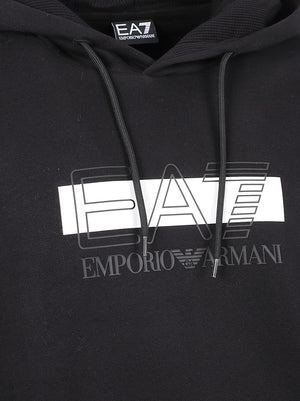 FELPA UOMO CON CAPPUCCIO - EA7<BR/> 7M002426 AF10377MC001 BLACK-WHITE EA7 
