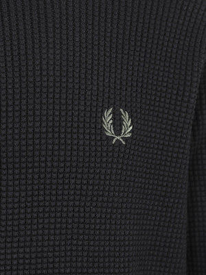 MAGLIONE UOMO CON ZIP WAFFLE STITCH - FRED PERRY FPK8557 198 Black FRED PERRY 