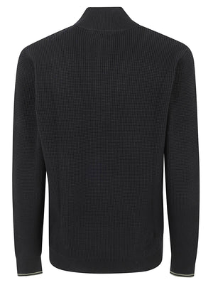 MAGLIONE UOMO CON ZIP WAFFLE STITCH - FRED PERRY FPK8557 198 Black FRED PERRY 