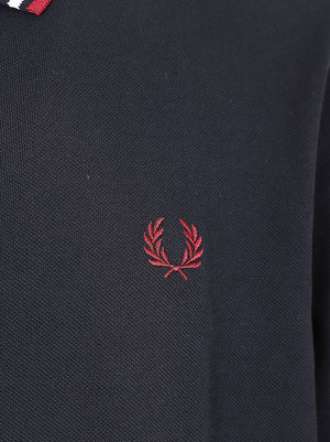 POLO UOMO A MANICA CORTA TWIN TIPPED - FRED PERRY<BR/> FPM3600 T55 NVY-SWHT-BNTRED FRED PERRY 