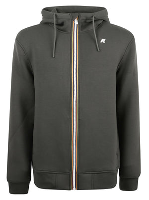 FELPA UOMO CON CAPPUCCIO RAINER SPACER - KWAY K2141DW WMR GREEN BLACKISH  KWAY 