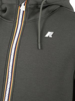 FELPA UOMO CON CAPPUCCIO RAINER SPACER - KWAY K2141DW WMR GREEN BLACKISH  KWAY 