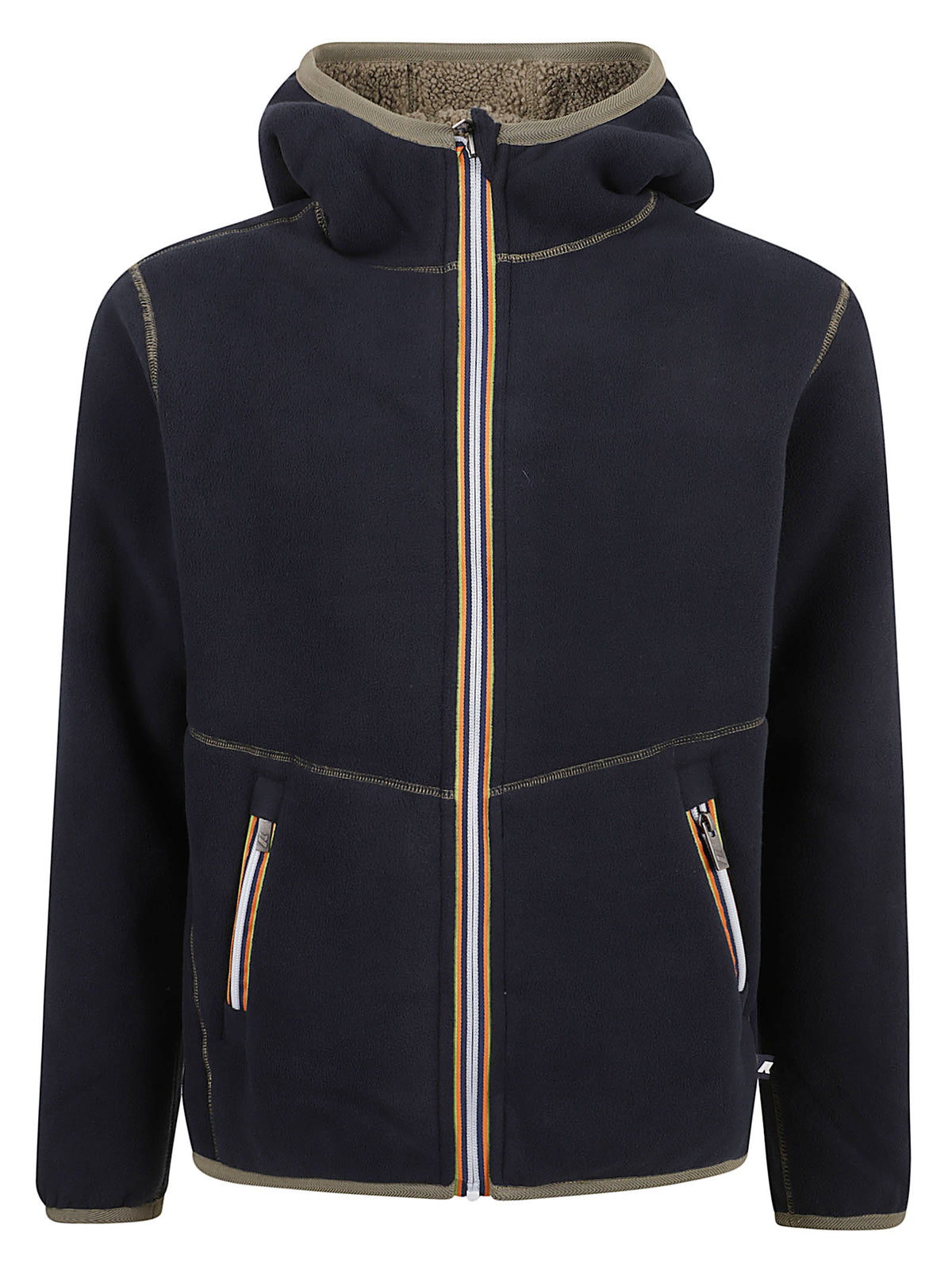 GIACCA UOMO REVERSIBILE JACK SHERPA POLAR DOUBLE - KWAY<BR/> K3132NW D07 GREEN ARMY-BLUE DEPTH  KWAY 