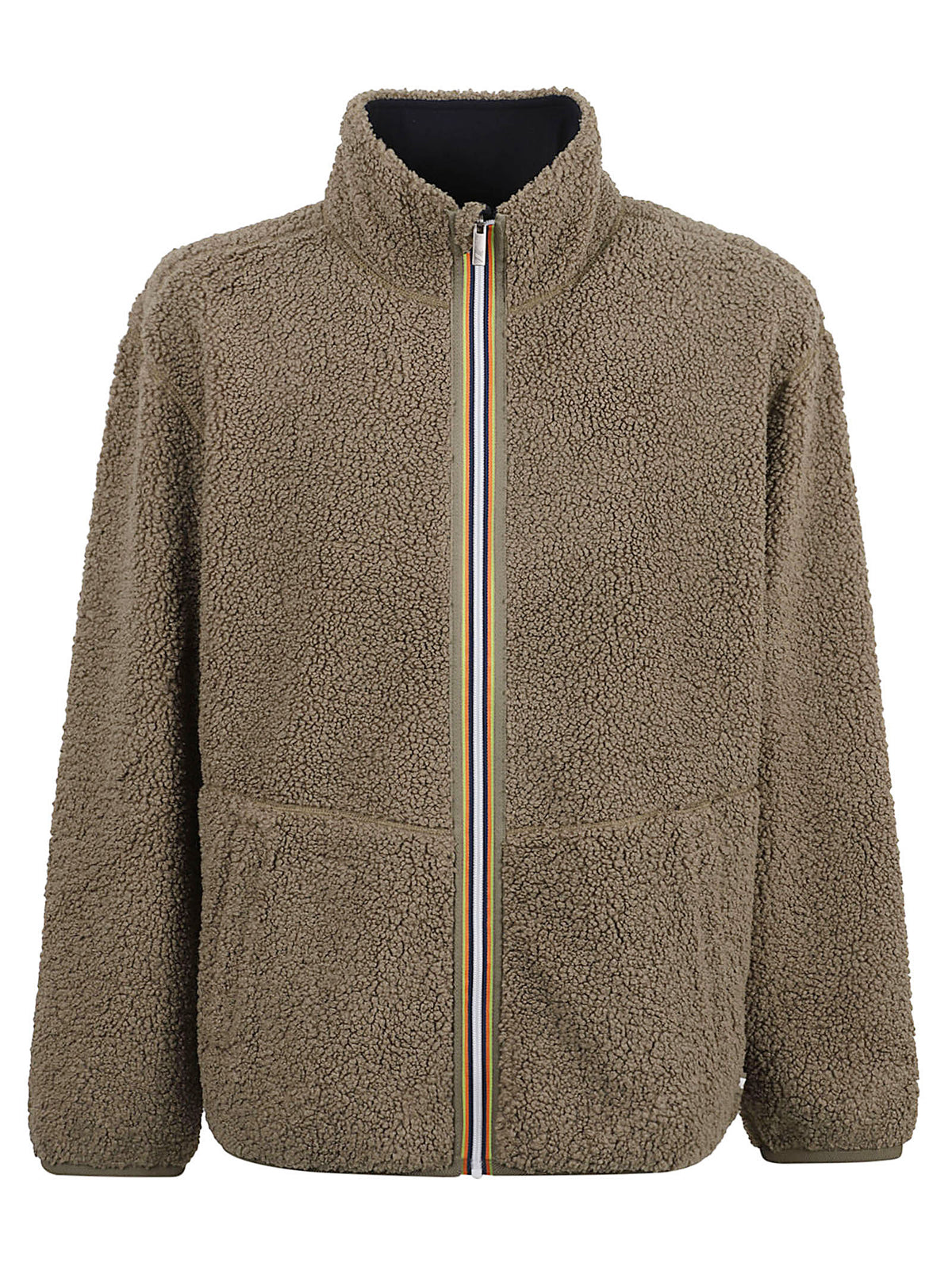 FELPA UOMO REVERSIBILE PASCAL SHERPA POLAR DOUBLE - KWAY<BR/> K3132PW D07 GREEN ARMY-BLUE DEPTH  KWAY 