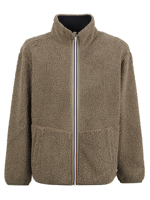 FELPA UOMO REVERSIBILE PASCAL SHERPA POLAR DOUBLE - KWAY<BR/> K3132PW D07 GREEN ARMY-BLUE DEPTH  KWAY 