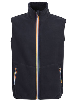 GIACCA SMANICATA UOMO REVERSIBILE YANNICK SHERPA POLAR DOUBLE - KWAY<BR/> K3132QW A2B BLUE DEPTH-BLUE DEPTH  KWAY 