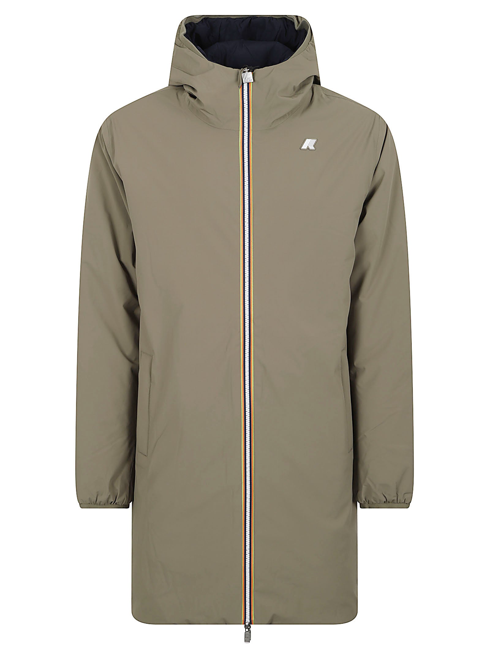 GIACCA UOMO REVERSIBILE LUNGA<BR/> K6128WW D07 GREEN ARMY-BLUE DEPTH  KWAY 
