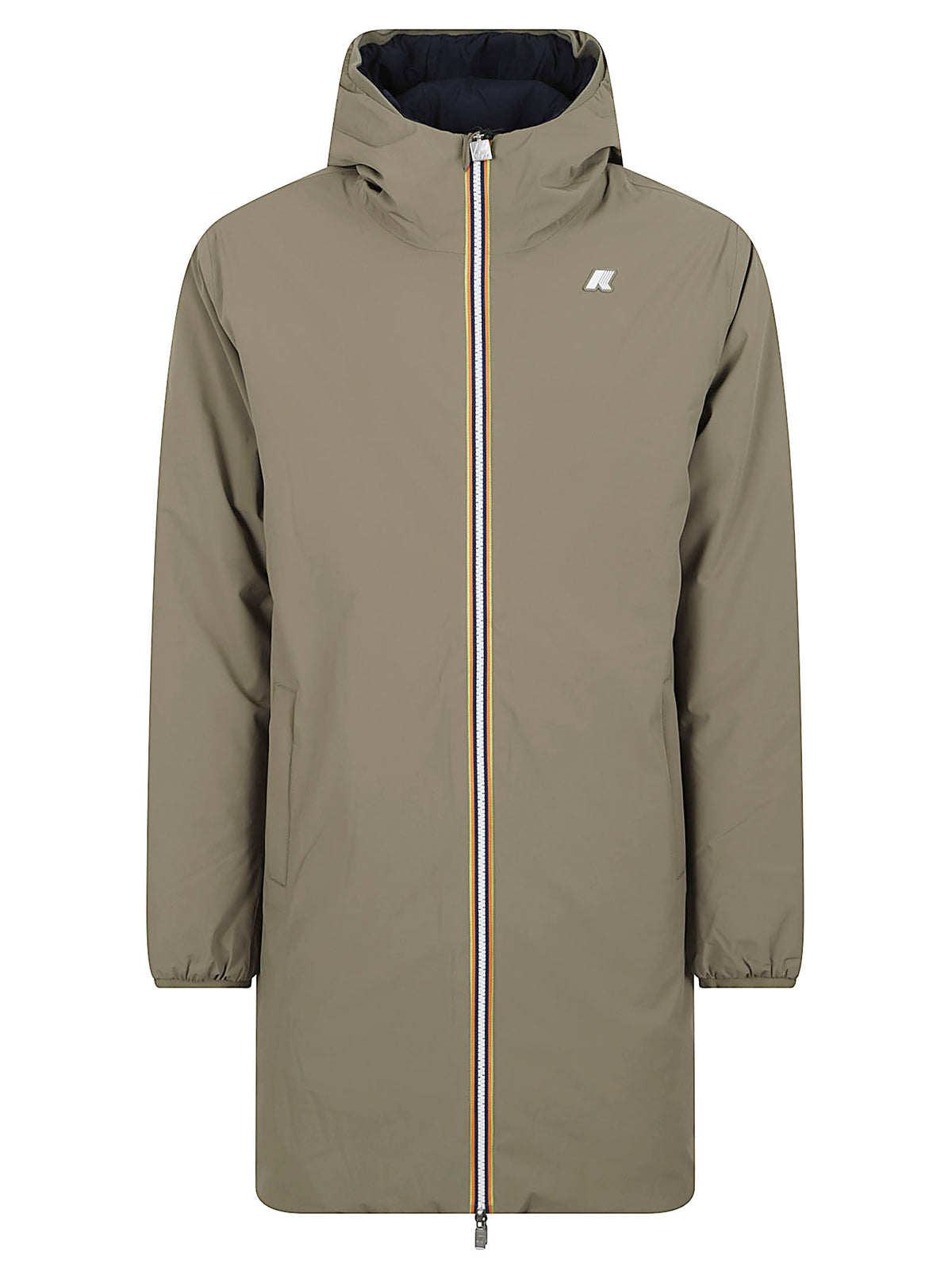 GIACCA UOMO REVERSIBILE LUNGA JACOB ST WARM DOUBLE - KWAY<BR/> K6128WW D07 GREEN ARMY-BLUE DEPTH  KWAY 