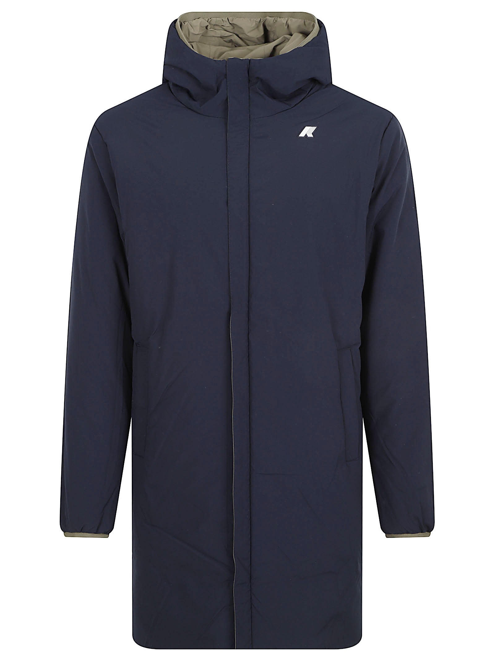 GIACCA UOMO REVERSIBILE LUNGA<BR/> K6128WW D07 GREEN ARMY-BLUE DEPTH  KWAY 