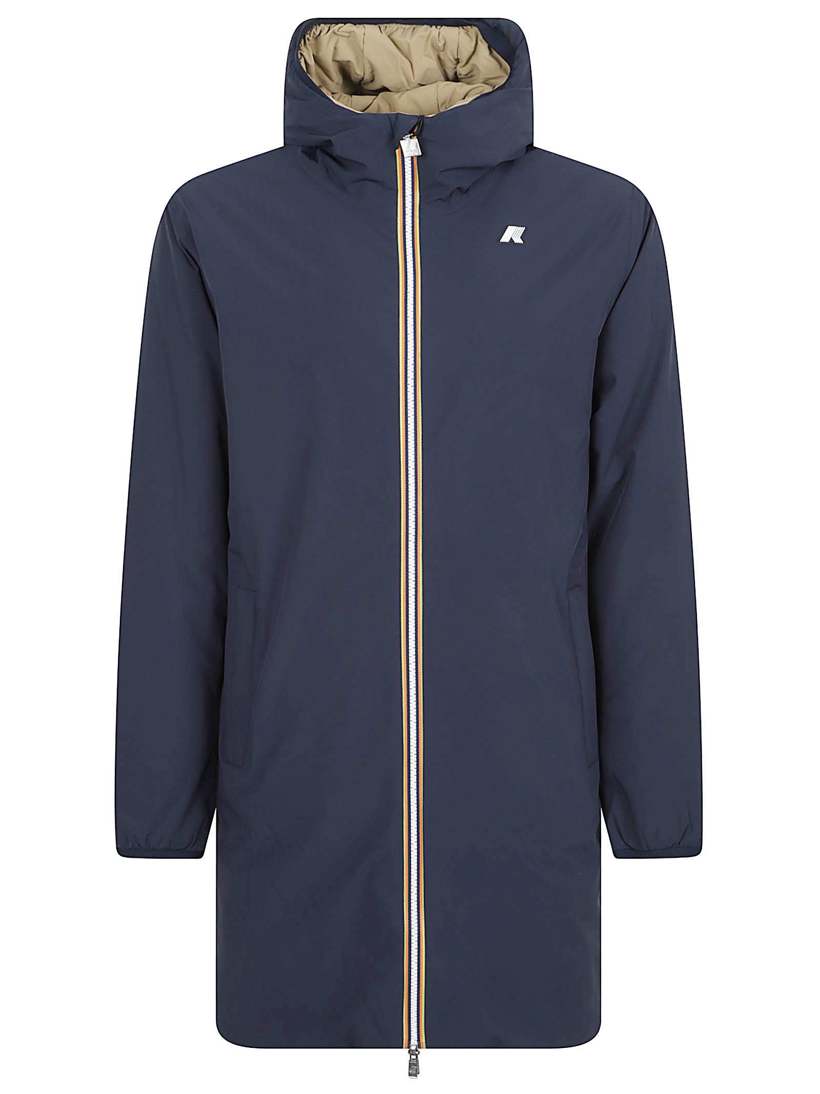 GIACCA UOMO REVERSIBILE LUNGA<BR/> K6128WW D0V BLUE DEPTH-BEIGE  KWAY 