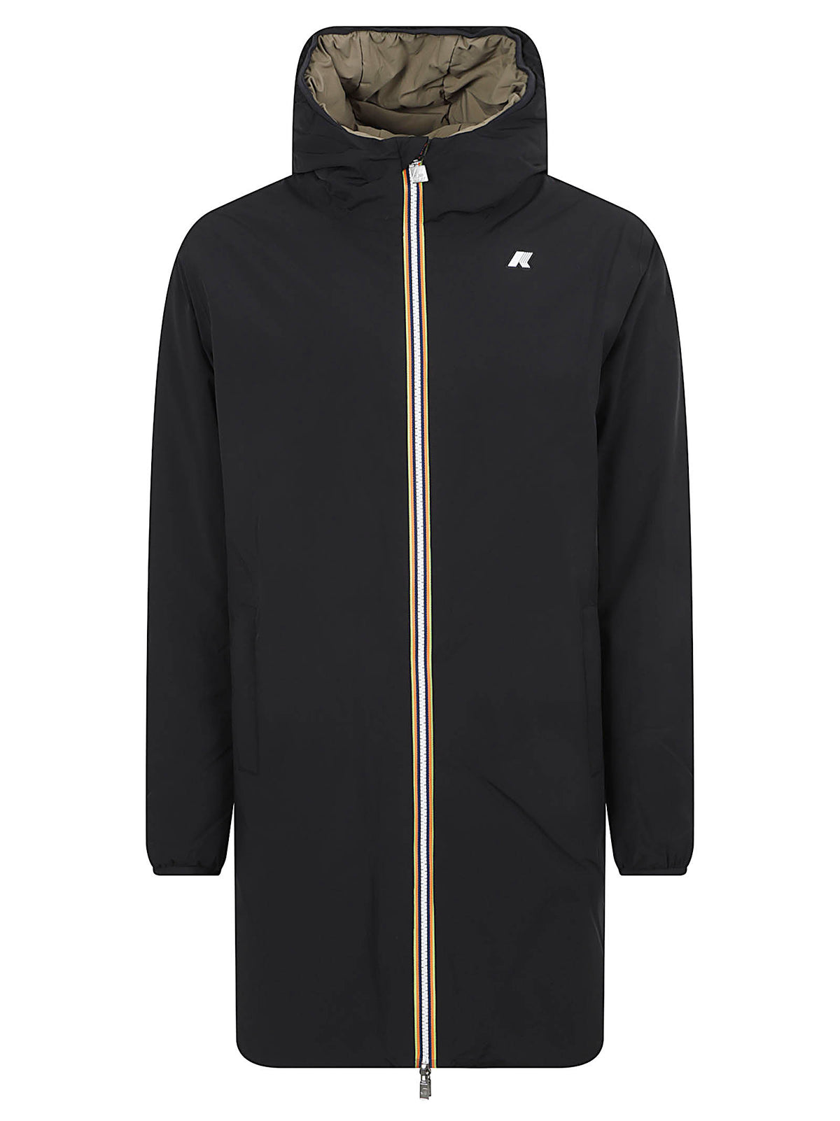 GIACCA UOMO REVERSIBILE LUNGA JACOB ST WARM DOUBLE - KWAY K6128WW DBZ BLACK PURE-GREEN  KWAY 
