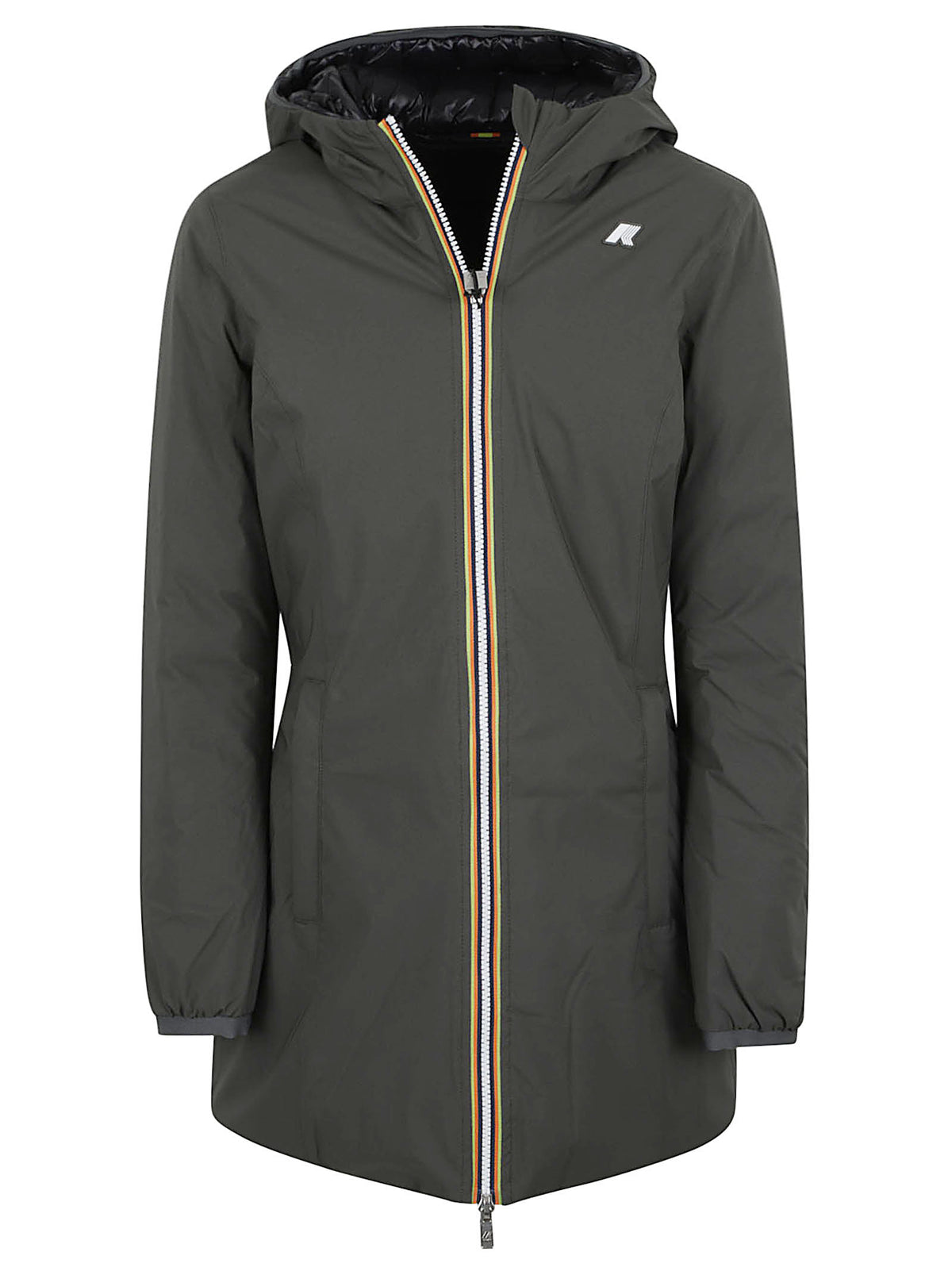 GIACCA DONNA REVERSIBILE DENISE ST THERMO DOUBLE - KWAY K8134CW AGQ GREEN BLACKISH-BLACK PURE  KWAY 