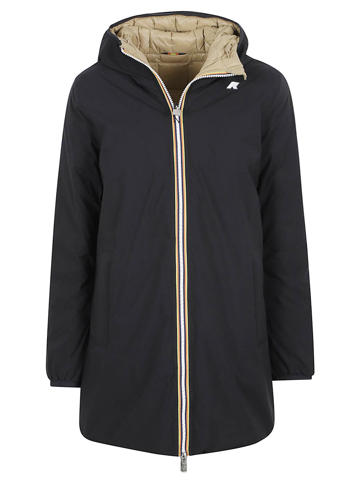GIACCA DONNA REVERSIBILE SOPHIE ST THERMO DOUBLE - KWAY K8134DW DBN BLACK PURE-BEIGE KHAKI  KWAY 