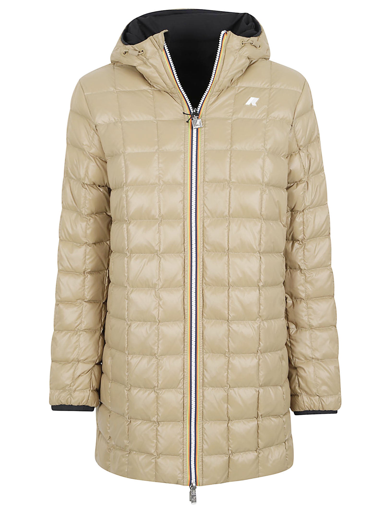 GIACCA DONNA REVERSIBILE K8134DW DBN BLACK PURE-BEIGE KHAKI  KWAY 